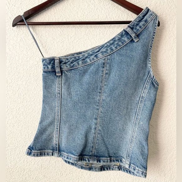 ZARA TRF ASYMMETRIC DENIM TOP BLUE 6045/005/083/084 - Picture 3 of 11